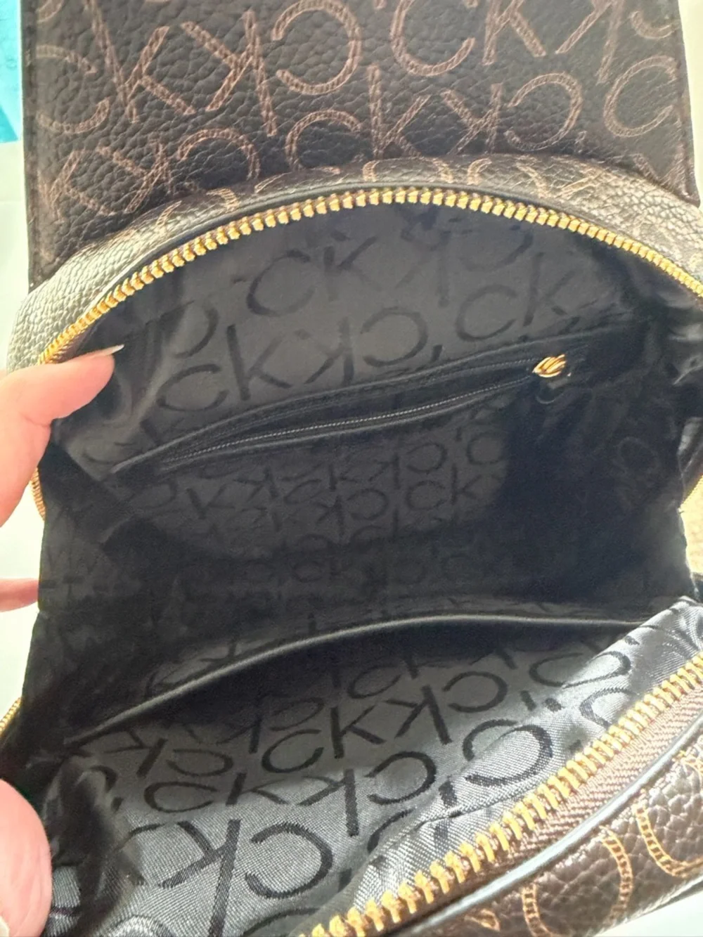 Calvin Klein Brown Monogram backpacks Belt Bag with Black Strap - Picture 9 of 12